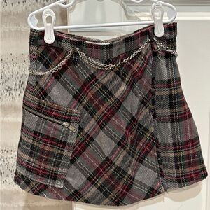 Zara Girls Size 13-14 Plaid Chain-Accent Skort